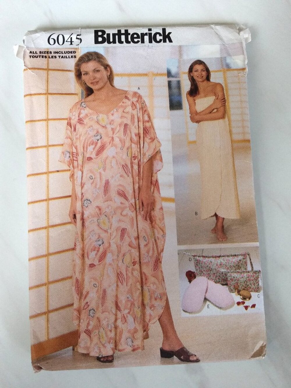 Vintage Caftan Sewing Pattern XS-XL Beach Coverup Bath Wrap Slippers Butterick